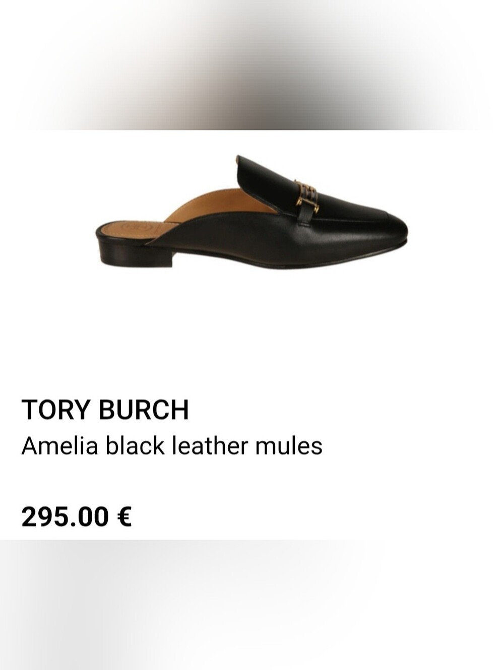 Tory Burch Amelia Calfskin Leather Backless Loafers Gold Logo Hardware Black 9.5 - Picture 2 of 16